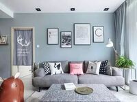 76平的北欧风小户型二居室，烟灰蓝墙面宁静又优雅